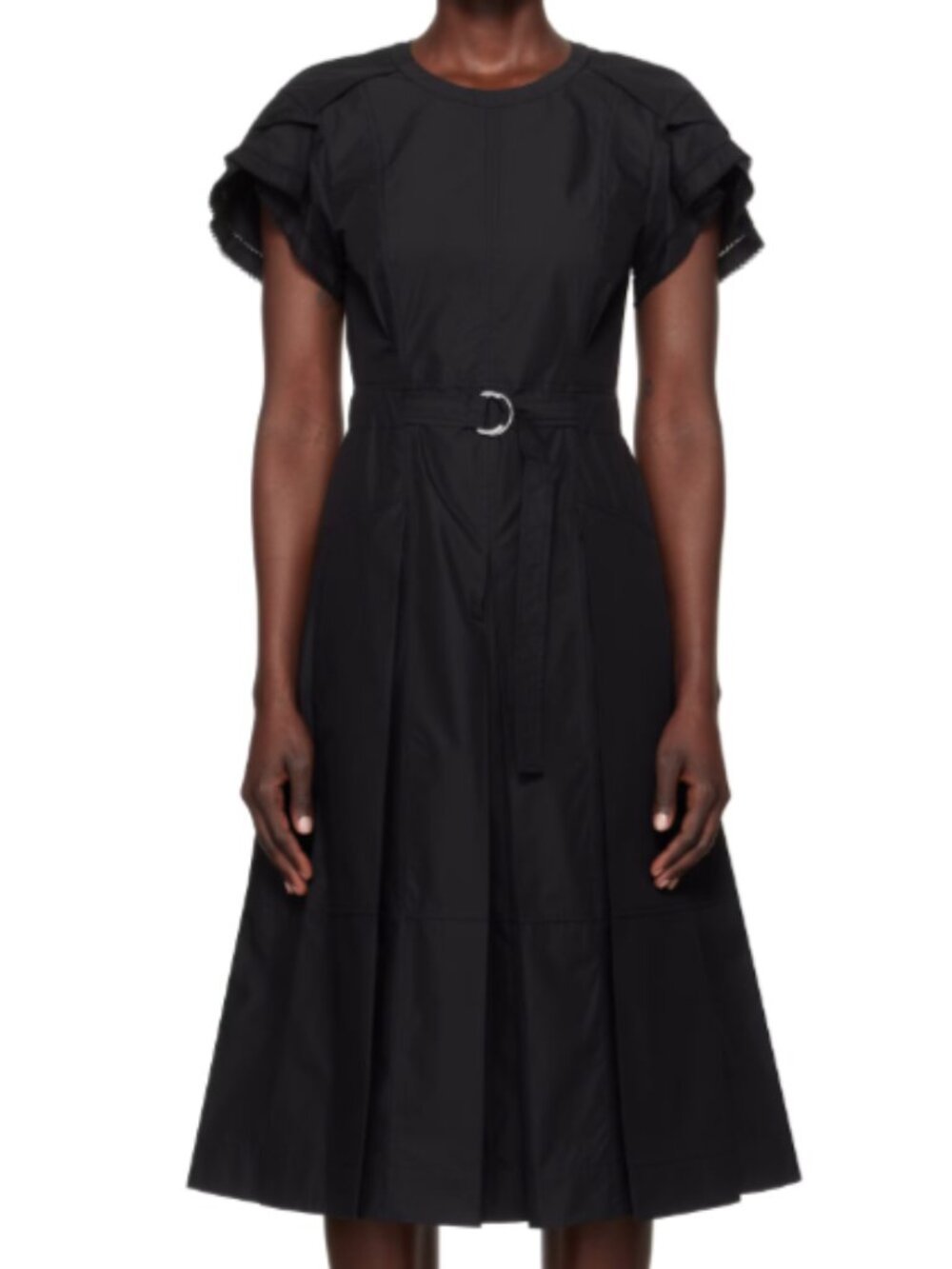 3.1 Phillip Lim Cascade Petal Sleeve Belted Midi Dress in Black - Size 10 - NWT